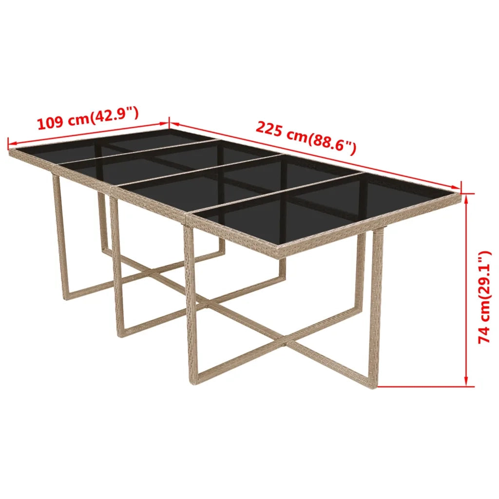 Set da Pranzo da Giardino 13 pz con Cuscini in Polyrattan Beige cod mxl 43688