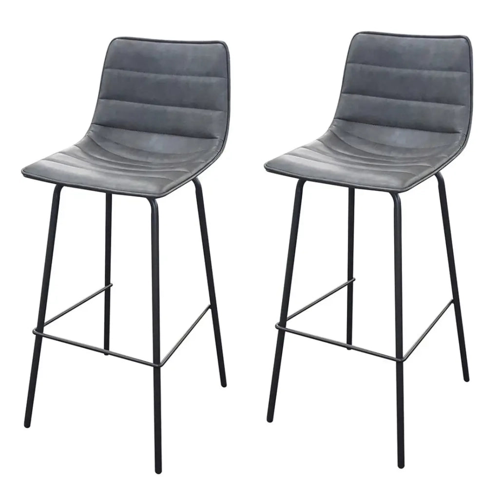 Set di 2 sgabelli da bar con schienale effetto pelle grigio quarzo collezione NETS - Stile industriale
