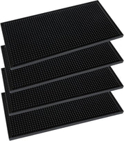 Matte antiscivolo in gomma nera - Antiscivolo - Per bar, club, cucina e ristorante - Set da 4 - 15 x 30 cm