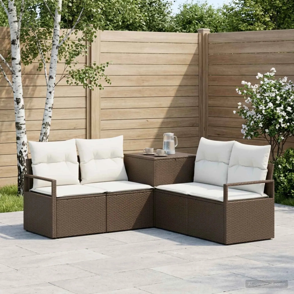 Set di divani 5 pz Marrone e Bianco Crema 3447794