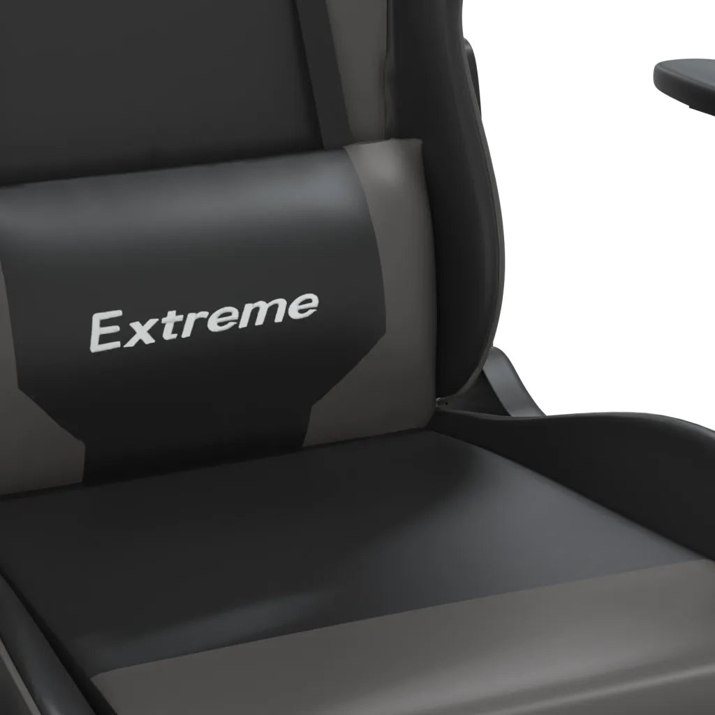 Sedia da Gaming | Sedia da e-sports con Poggiapiedi Nero e Grigio in Similpelle