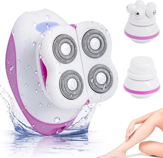 Tondeuse per donna 3 in 1 elettrica con spazzola massaggiante per capelli - Rasoio senza fili per corpo e viso - Contenuto