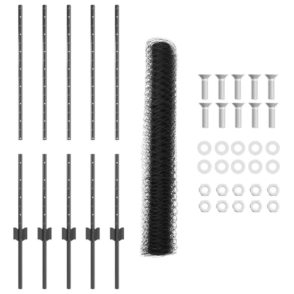 Posti di Recinzione  10 pz U-Channel Grigio 100 cm Acciaio