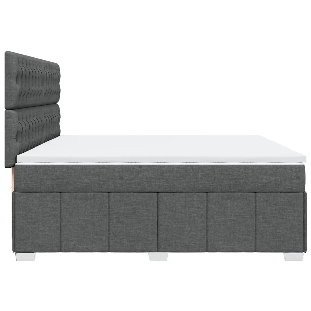 Giroletto a Molle con Materasso Grigio Scuro 200x200 cm Tessuto