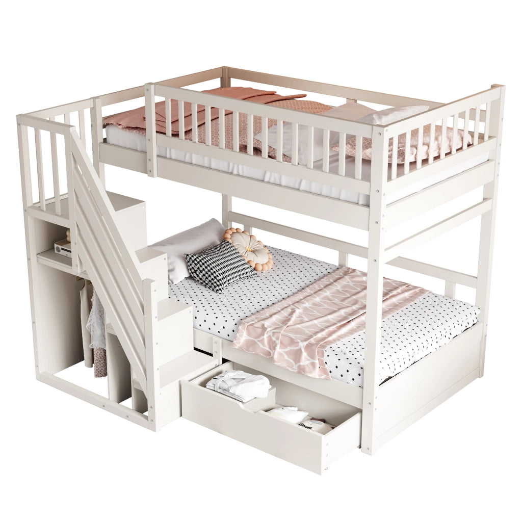 Letto a castello funzione contenitore legno bianco 90x200 cm