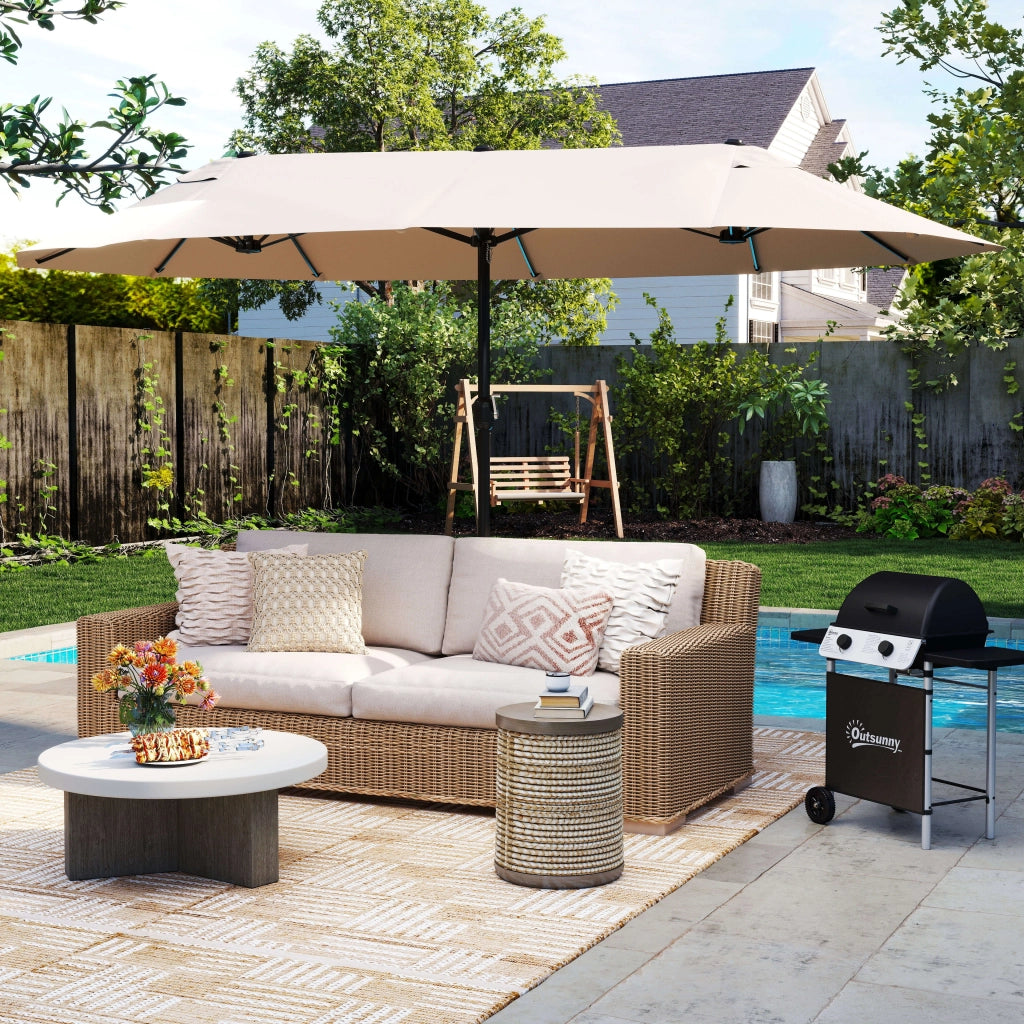 Parasole XXL con manovella Resistente alle intemperie 455 cm x 270 cm x 240 cm Acciaio Poliestere beige
