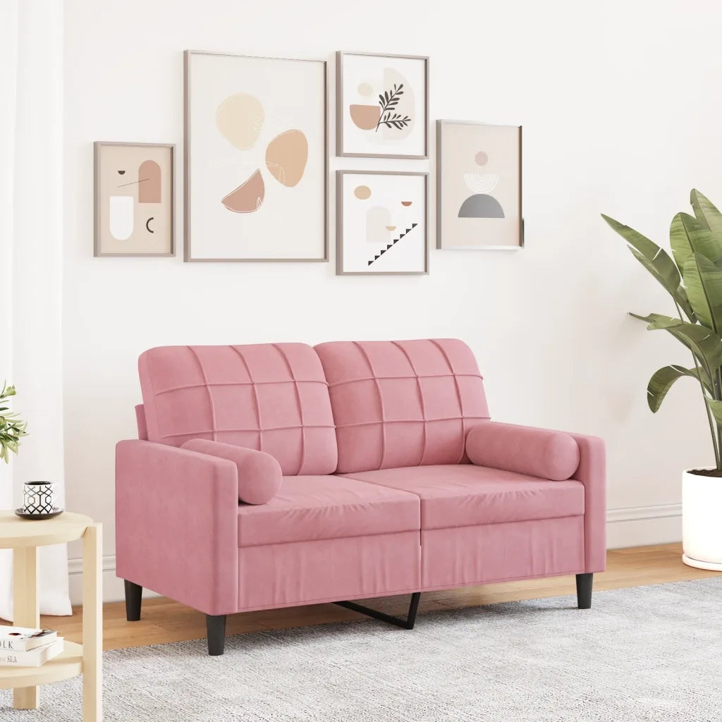 Divano a 2 Posti con Cuscini Rosa 120 cm in Velluto 3278212