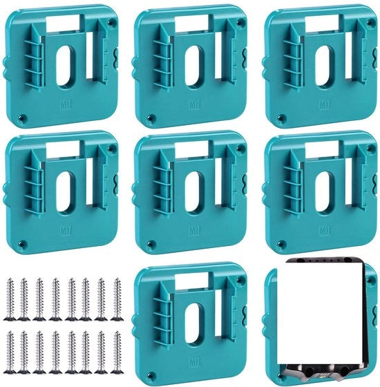 Set di 8 supporti per batteria per 18V, adatto per 3 batterie, contenitore per batterie, supporto per batteria a parete per BL1860 BL1850 BL1840 BL1830 (con 6 viti, senza batteria)