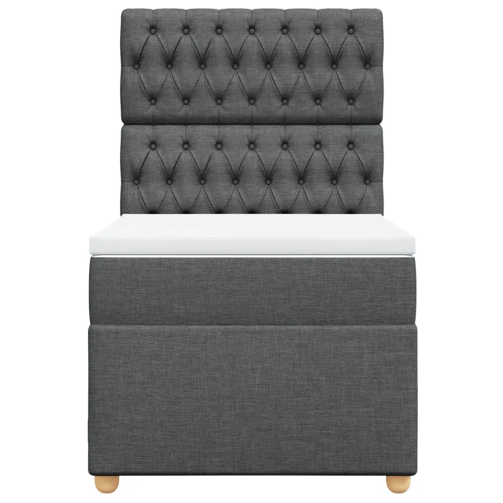 Giroletto a Molle con Materasso Grigio Scuro 100x200 cm Tessuto