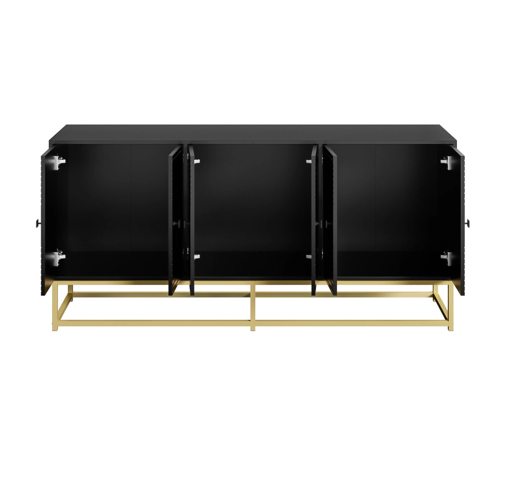 Credenza contenitore nera opaca a 3 scomparti, 160 cm