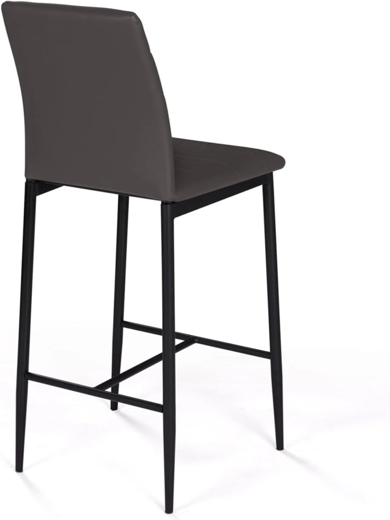 Set di 4 sgabelli da bar imbottito design contemporaneo in PVC grigio ROMANE