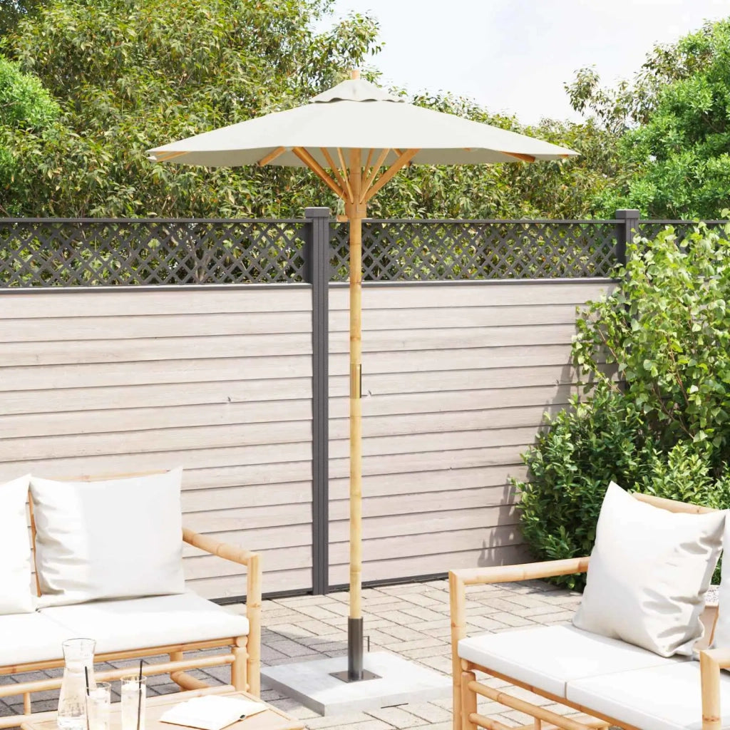Ombrello da giardino Bianco Crema Ø 150 x 210 cm Bambù 4108079