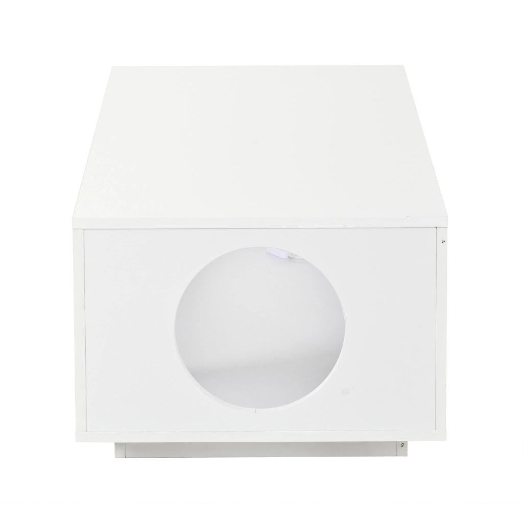Tavolino lucido, illuminazione a LED, 100 x 50 x 35 cm, in MDF, con design traforato, bianco