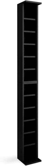 Scaffale porta cd, Nero, 21 x 183.6 cm Alto, con ripiani regolabili in altezza per una conservazione flessibile dei media