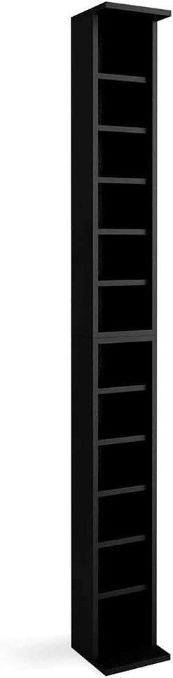 Scaffale porta cd, Nero, 21 x 183.6 cm Alto, con ripiani regolabili in altezza per una conservazione flessibile dei media