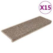 Tappeti Adesivi Scale Aspetto Sisal 15 pz 65x21x4cm Beige Scurocod mxl 119420