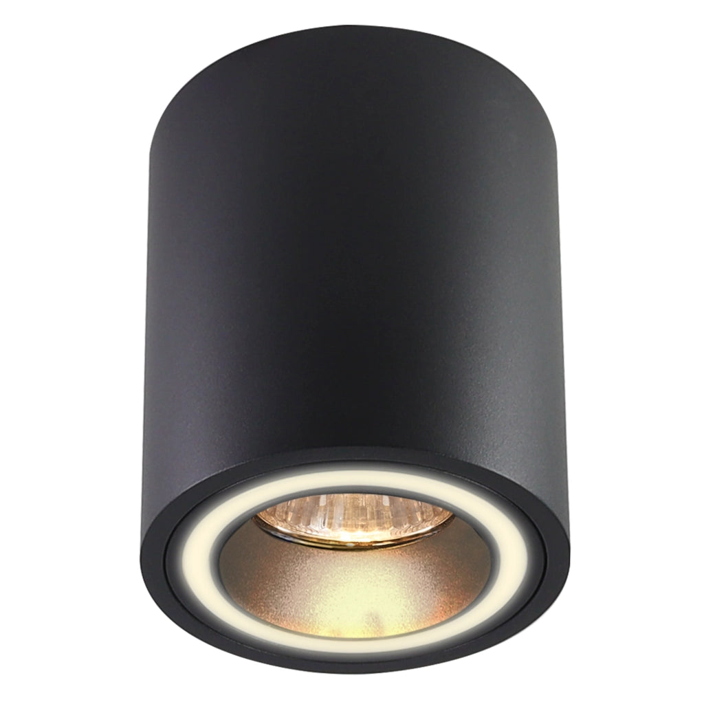 Plafoniera superficie tonda nera GU10 Falco Polux 323651