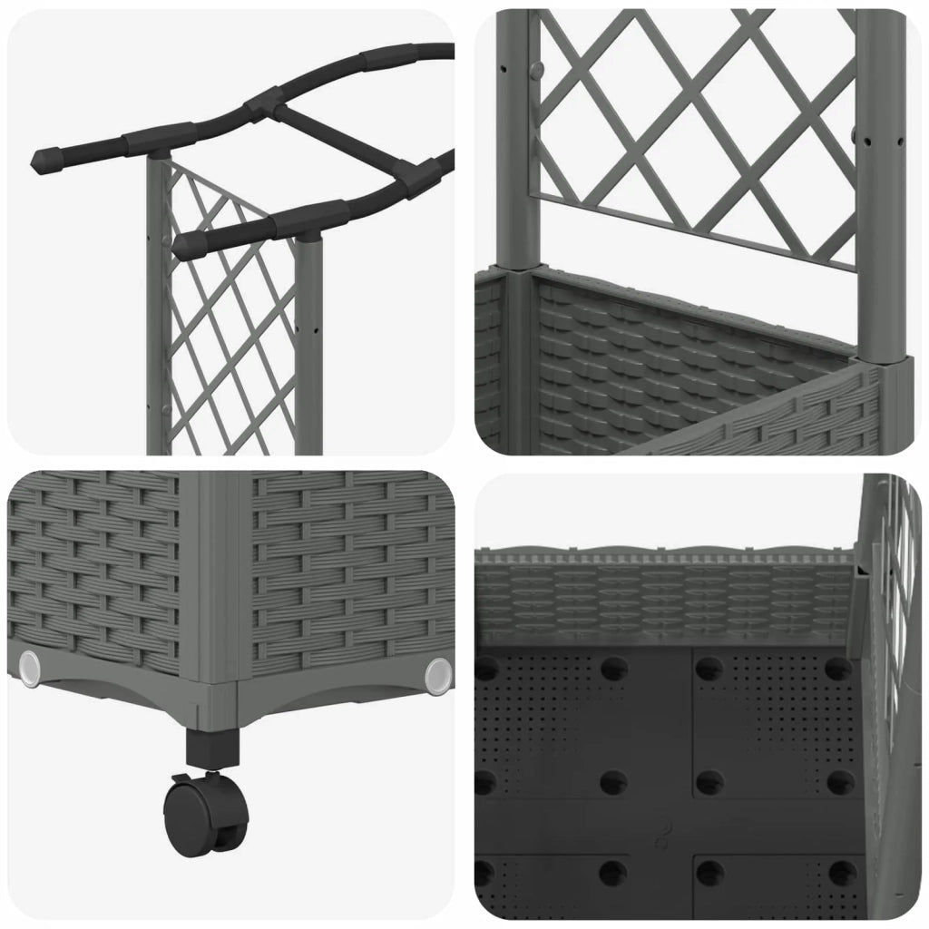 Letto Rialzato con Griglia e Tetto Grigio Chiaro PP 3423151