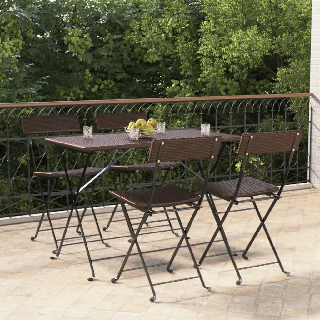 Sedie Pieghevoli da Bistr¨° 4 pz | Sedie da Esterno Marroni Polyrattan e Acciaio