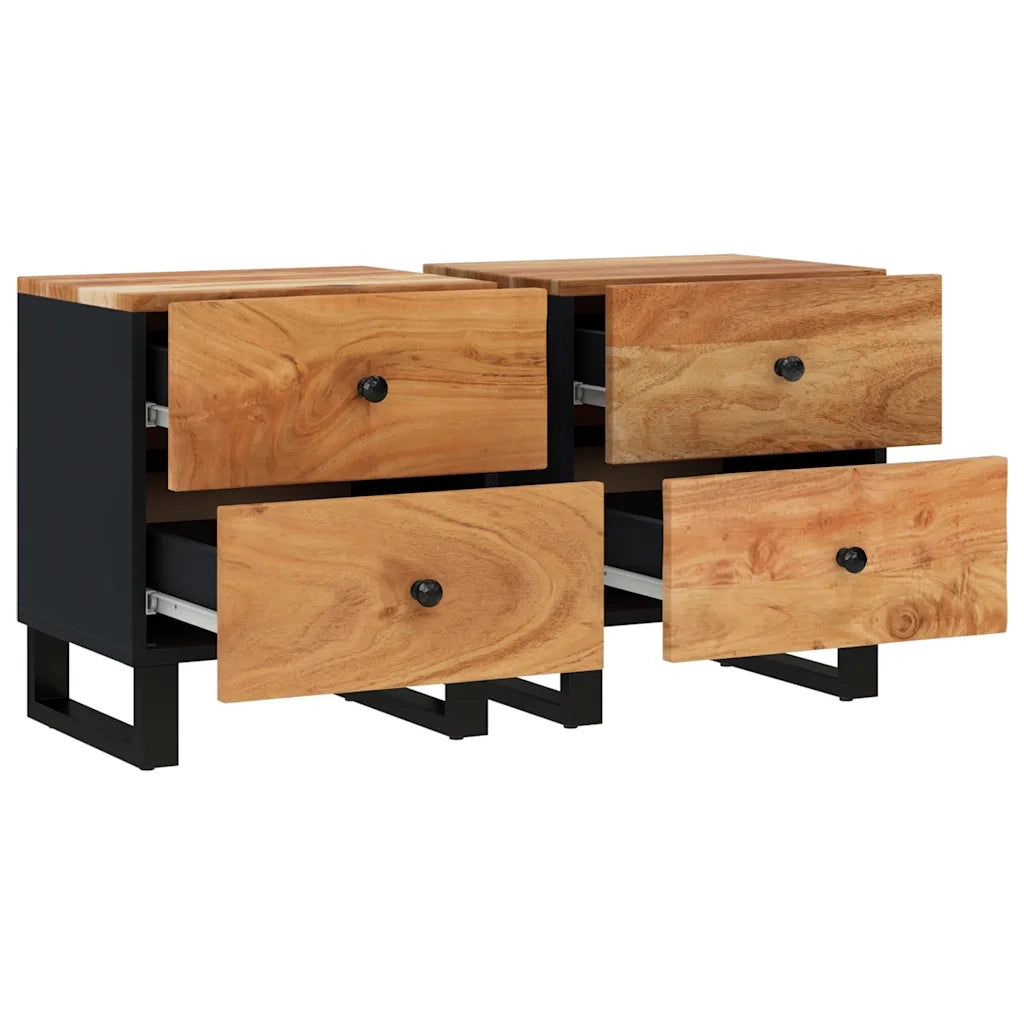 Comodini 2pz 40x33x46 cm in Legno Massello di Acacia 345217