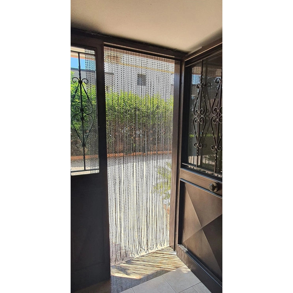 Trade Shop - Tenda Moschiera Antimosche A Fili Torciglione In Gomma Grigia 120x230 Cm Tpl88 025479 -