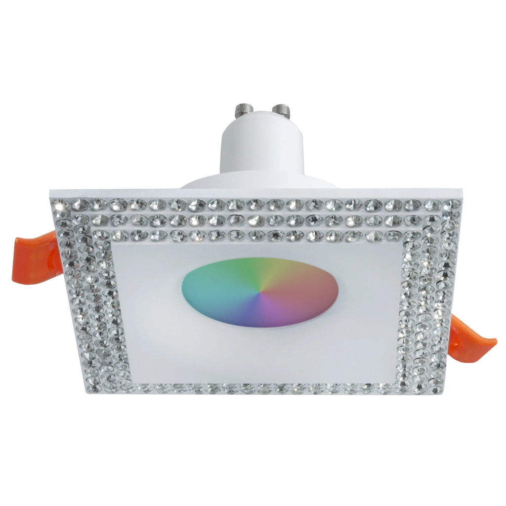 Faretto incasso quadrato foro 65mm brillantini lampada LED RGB GU10 luce colorata bar negozio 230V BIANCO RGBW + 3000K