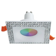 Faretto incasso quadrato foro 65mm brillantini lampada LED RGB GU10 luce colorata bar negozio 230V BIANCO RGBW + 3000K