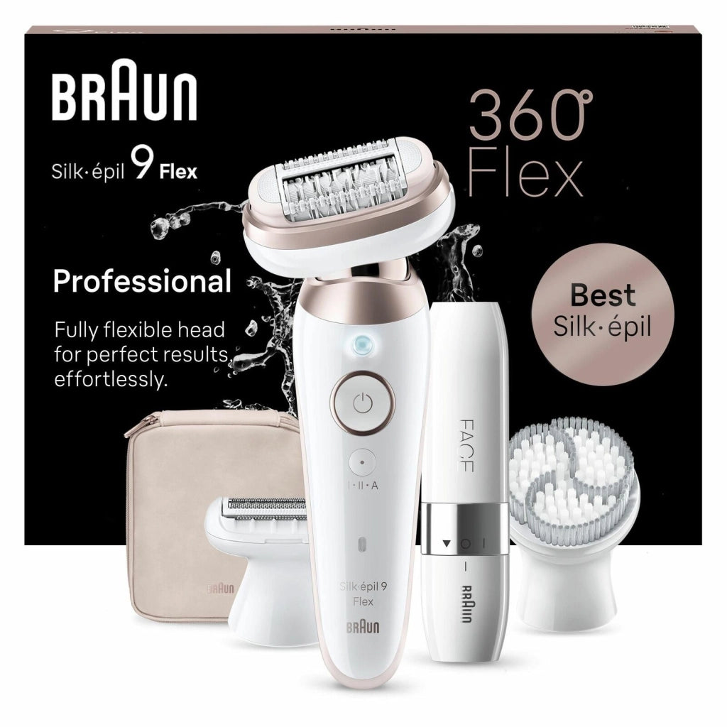 Braun Silk-épil 9 Flex 9-360 3D, Epilatore Elettrico Donna Per Epilazione Semplice, Bianco/Rosa