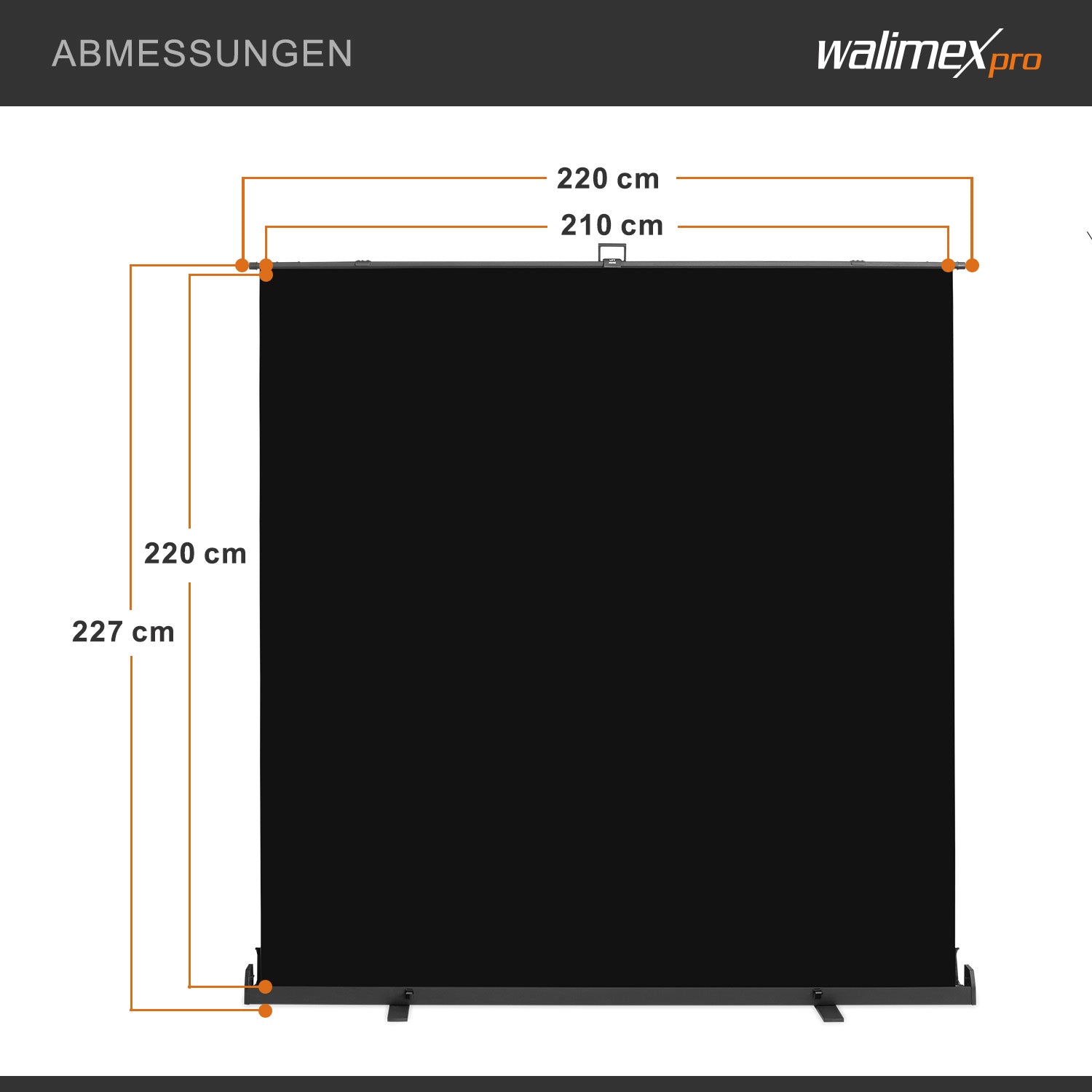 Fondale fotografico a rullo nero 210 x 220 cm, sfondo avvolgibile con supporto, sistema per studi fotografici, pannello ingualcibile ideale per fotografia low-key