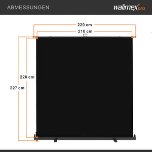 Fondale fotografico a rullo nero 210 x 220 cm, sfondo avvolgibile con supporto, sistema per studi fotografici, pannello ingualcibile ideale per fotografia low-key