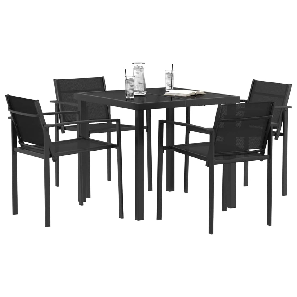 Set di Mobili da Esterno 5 pcs Nero e antracite 80 x 80 x 73 cm