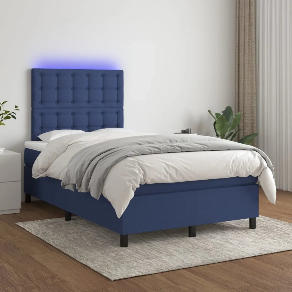 Letto a Molle con Materasso e LED Blu 120x200cm in Tessuto 3135187