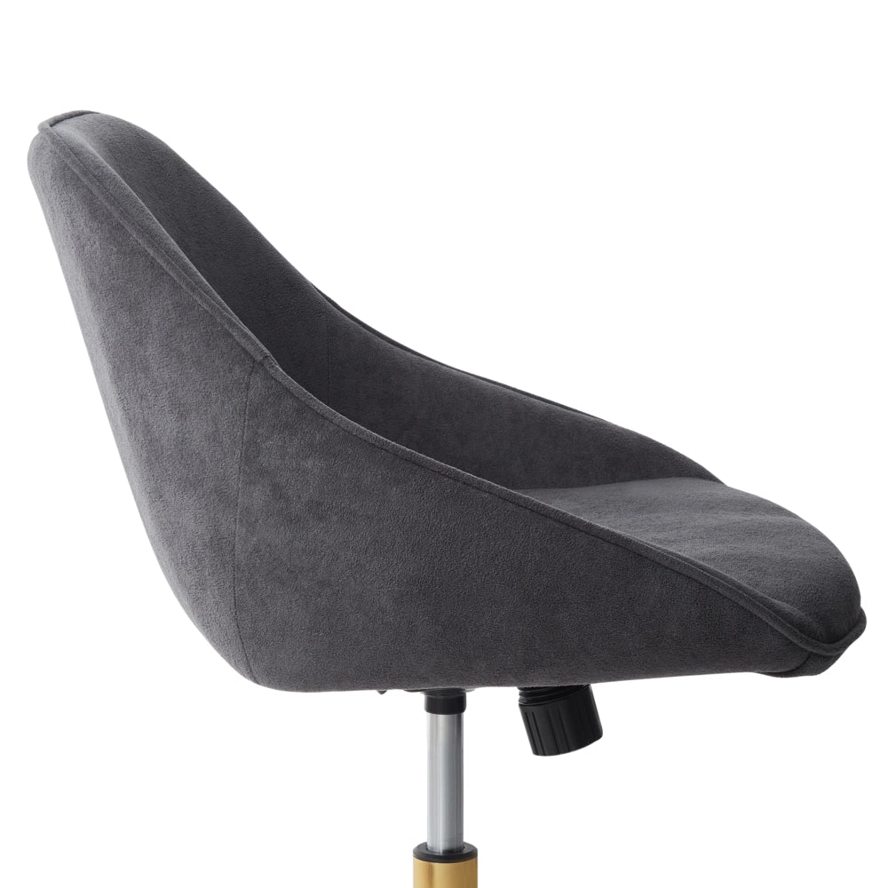 Sedia da ufficio Velluto grigio scuro Funzione girevole regolabile Gambe in metallo Arredamento da ufficio elegante