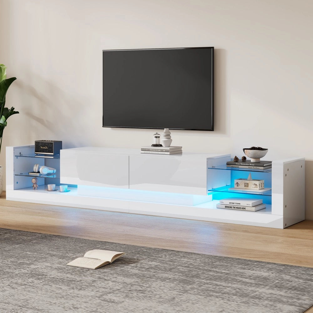 Mobile TV con LED e Vetro ¨C Xylo ¨C Nero Lucido, 181 cm, 2 Ante