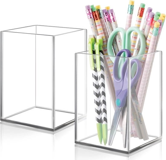 2-pack di penne in plastica acrilica, penne in vetro per ufficio, scuola, casa, cucina