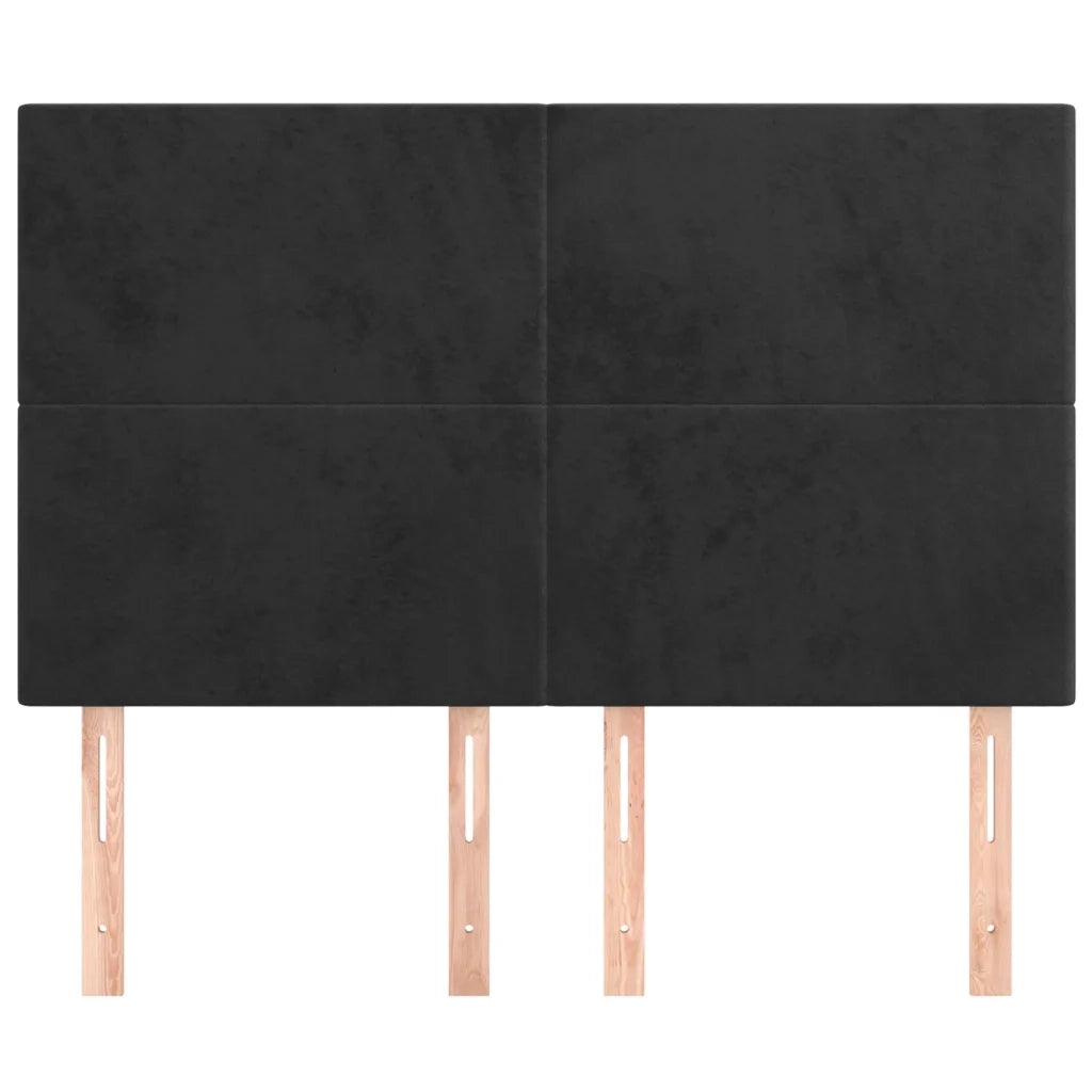 Testiera | Testata Nera 144x5x118/128 cm Velluto