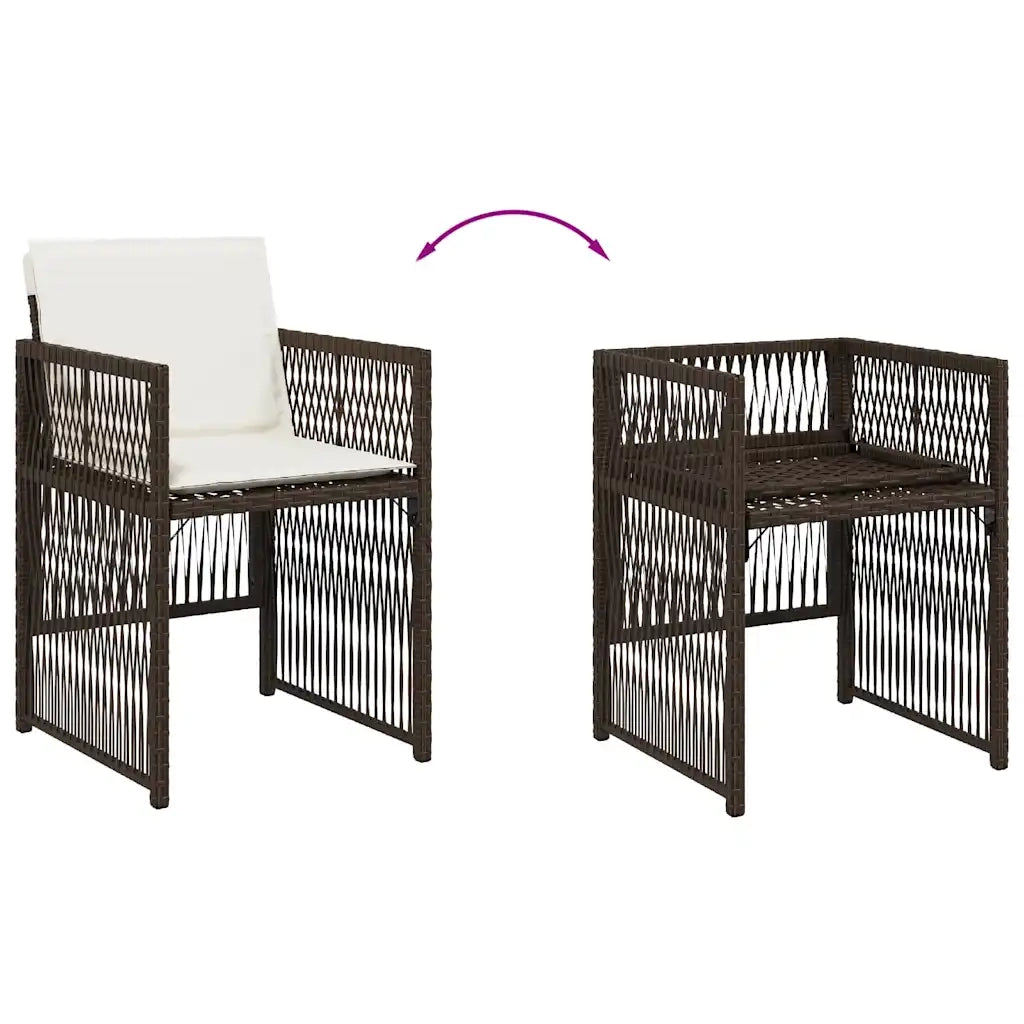 Sedie da Giardino con Cuscini 4 pz Marroni in Polyrattan