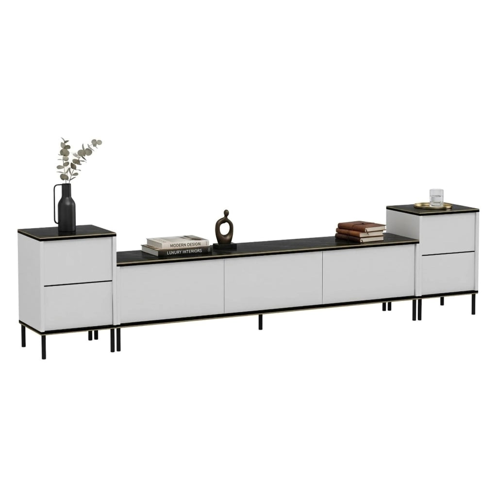 Cortin, Mobile Porta tv 2 Ripiani, 180x35x45h cm Bianco