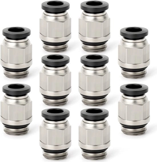Connettori veloci a 10 pezzi - 8 mm OD x 1/4" BSP - Fitting in rame/alleggerente - Connettore a pressione - Gomma per sigillatura - Fitting con anello di gomma