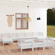 Set Divani da Giardino 11 pz Bianco in Legno Massello di Pino cod mxl 36813