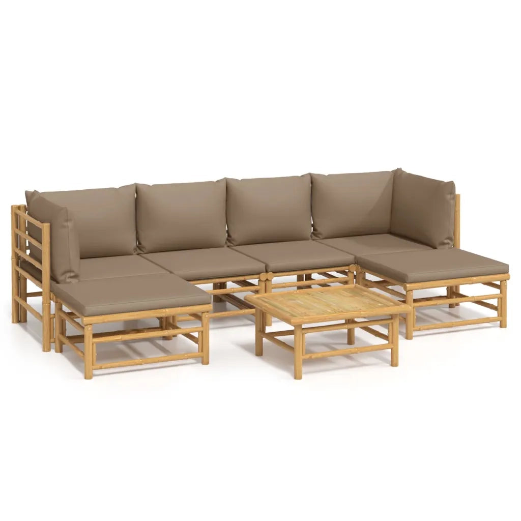 Set Salotto da Giardino 7pz con Cuscini Tortora BambÃ¹cod mxl 124236