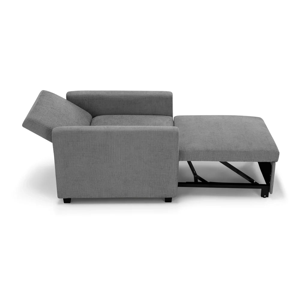 Poltrona letto modello AMALFI con 1 cuscino, massima imbottitura, design adatto per ambienti classici e moderni, colore Grigio