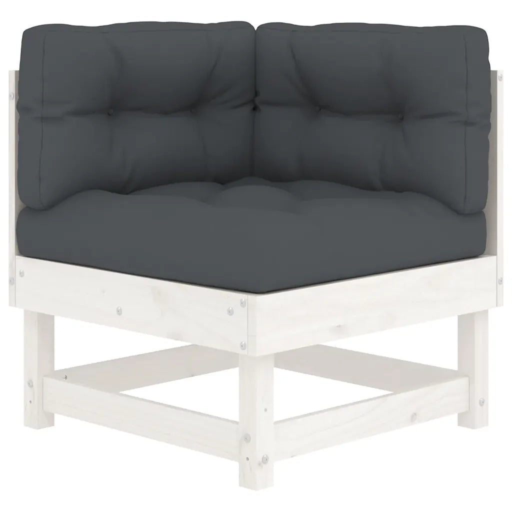 Divano componibile-Divani Angolari con Cuscini 2 pz Legno Massello di Pino Bianco 625668