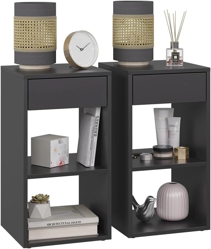 Comodino Dany, Antracite, Set di 2