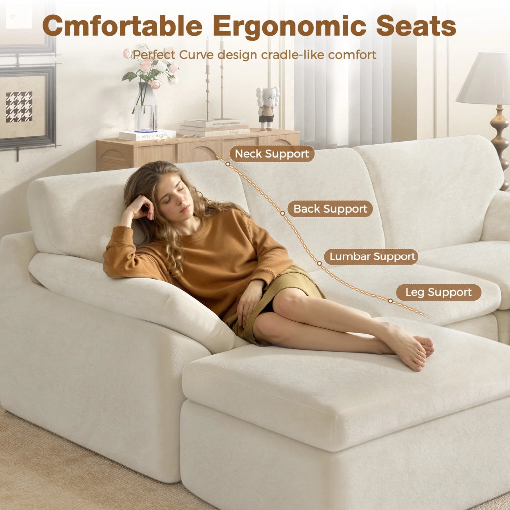 SET DIVANO MODULARE CLOUD - DIVANO A U ULTRA MORBIDO, MONTAGGIO NON RICHIESTO, BEIGE