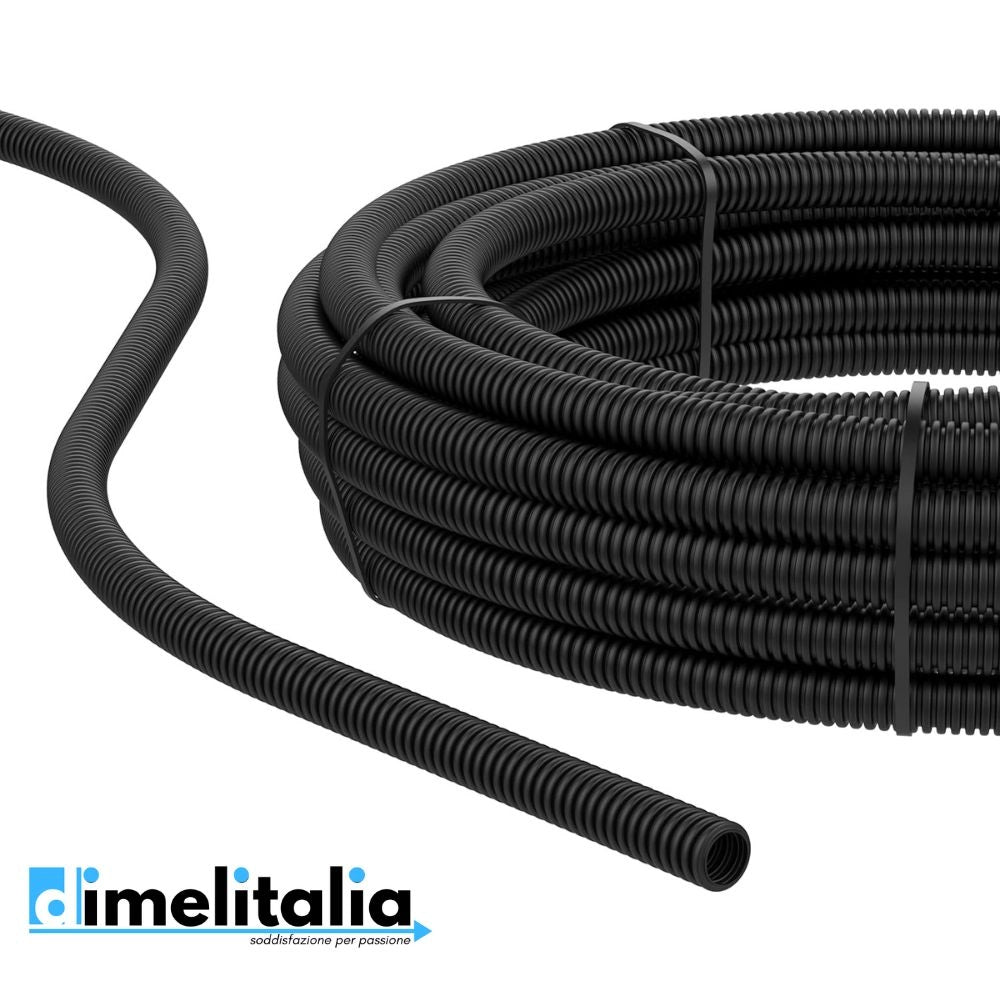 Tubo corrugato guaina cavi elettrici pieghevole pvc autoestinguente nero *** diametro 20 millimetri, lunghezza metri ...
