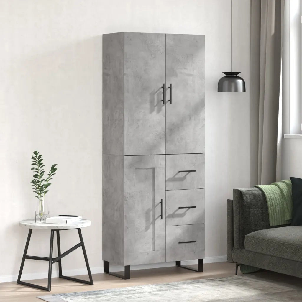 Credenza-Buffet-Armadio da cucina Grigio Cemento 69,5x34x180 cm in Legno Multistrato 861654
