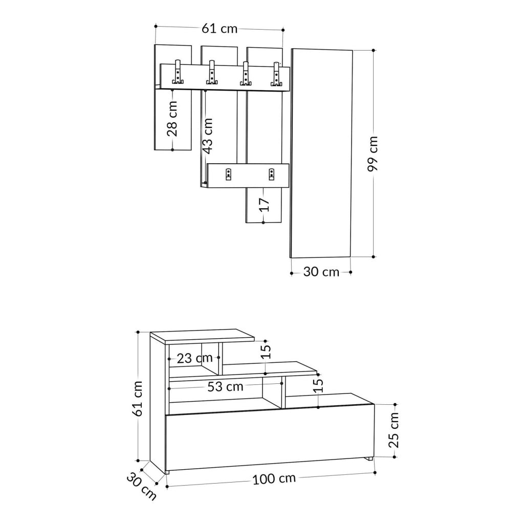 Gert, Mobile da Ingresso Specchio Incluso, 30x5x99h cm Marrone Quercia