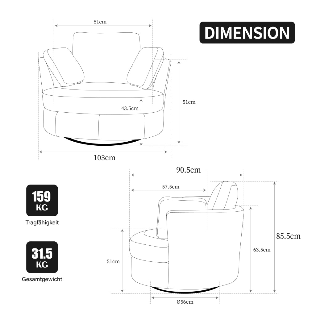 Poltrona oversize moderna - Zephmum- Contenitore a mezzaluna imbottitura elastica