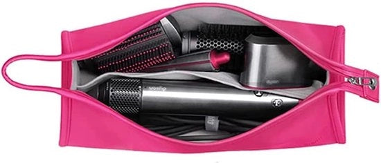 Valigetta per Dyson Airwrap - Custodia per viaggio - Borsa di trasporto, Borsa di stoccaggio, Faccia di asciugacapelli, Asciugacapelli, Set di asciugacapelli, Tondino e pettine - Accessori di viaggio per donne - Materiale in pelle - Fucsia